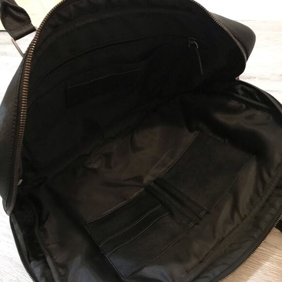 CALVIN KLEIN Men’s Black Leather Briefcase - Picture 6 of 12